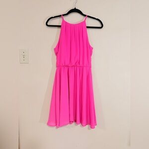 Dina Be Hot Pink Flowy Dress | Halter Neck | Lightweight | XS